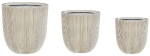 Moderno Set di 3 Vasi Per Fiori Gessati in Varie Dimensioni beige e Bianco Beliani