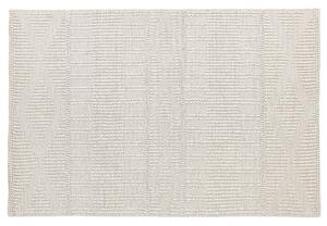Tappeto di zona beige chiaro lana poliestere 140 x 200 cm intrecciato a mano motivo geometrico boho soggiorno camera da letto Beliani