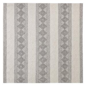 Tappeto in lana beige chiaro e grigio poliestere 200 x 200 cm intrecciato a mano motivo geometrico boho soggiorno camera da letto Beliani