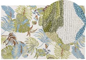 Tappeto di lana multicolore con motivo a foglie 140 x 200 cm stile boho rustico camera da letto soggiorno Beliani