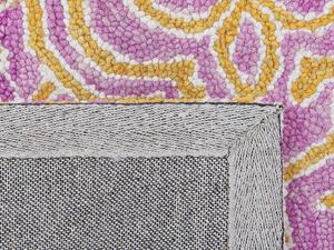 Tappeto di lana rosa giallo senape 200 x 200 cm stile orientale vintage soggiorno camera da letto Beliani