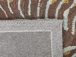 Tappeto in lana multicolore con motivo foglie 80 x 150 cm stile boho rustico camera da letto soggiorno Beliani