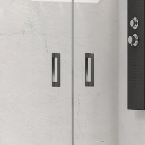 Porta doccia per nicchia 70-75 cm doppio battente profili neri KN-SALOON - KAMALU