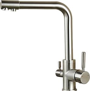 Rubinetto da cucina filtrato, doppia maniglia, rotazione di 360 gradi, nichel spazzolato C
