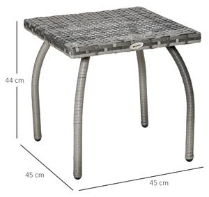 Outsunny Tavolino Esterno in Rattan Sintetico, Impermeabile, Ideale per Giardino e Terrazzo, 45x45x44cm - Grigio