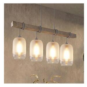 Brilagi - Lampadario a sospensione con cavo WOOD GLASS 4xE27/60W/230V pino/grigio/bianco