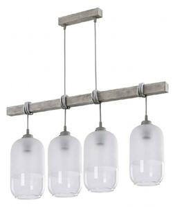 Brilagi - Lampadario a sospensione con cavo WOOD GLASS 4xE27/60W/230V pino/grigio/bianco