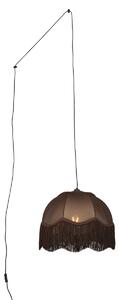 Lampada a sospensione Nera con spina e paralume marrone con interno bianco 31,5 cm - Cavalux