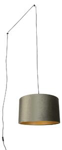Lampada a sospensione nera con spina e paralume verde con interno dorato 35cm - Cavalux