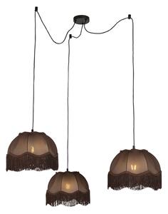Lampada a sospensione nera con paralume marrone e interno bianco 31,5 cm 3 luci - Cava