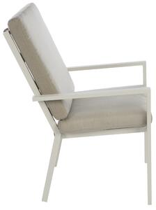 Sedia da giardino con cuscino Las Vegas NATERIAL con braccioli in alluminio, seduta in polipropilene bianco, set da 2 pezzi