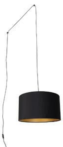Lampada a sospensione nera con spina e paralume nero con interno dorato 35cm - Cavalux