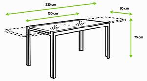 Tavolo da giardino allungabile Lyra NATERIAL in alluminio con piano in vetro marrone per 8 persone 130/220x90cm