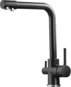 Rubinetto da cucina filtrato, doppia maniglia, rotazione di 360 gradi, cromo nero C