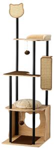 Tiragraffi Fudajo in metallo 48 x 48 x 168 cm con sisal, tiragraffi con tavola, tiragraffi con ampia superficie di appoggio e design moderno