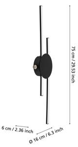 Eglo 902123 - Applique LED da parete VENTICELLO LED/20W/230V + LED/0,91W nero