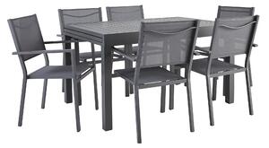 Tavolo da giardino allungabile Lisbon in alluminio grigio / argento per 6 persone 135/270x100cm