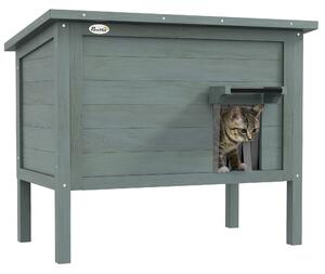 PawHut Casa per Gatti Casa per Gatti da Esterno, Resistente alle Intemperie, 1 Finestra, 1 Ingresso, 85 x 50 x 68,5 cm, Grigio scuro+Nero