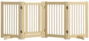 PawHut Cancelletto per Cani Autonomo, 4 Pannelli, Flessibile, Legno di Pino, 204L x 36P x 75H cm, Legno naturale