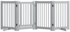 PawHut Cancelletto per Cani Autoportante, 4 Pannelli, Flessibile, Legno di Pino, 204L x 36P x 75H cm, Grigio Chiaro