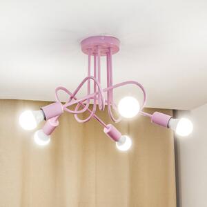 HELAM Plafoniera Oxford, rosa chiaro, Ø 47 cm, metallo, a 5 luci