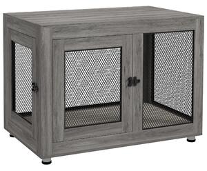 PawHut Gabbia per Cani, Gabbia per Cuccioli, con Piano, Cuscino Idrorepellente, Griglie in Acciaio, Piedini Regolabili, 94x60x71,5 cm