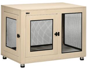 PawHut Gabbia per Cani Gabbia, Design Moderno, bloccabile, 2 Porte, 94 cm x 60 cm x 71,5 cm, Rovere + Nero