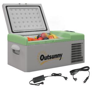 Outsunny Frigorifero Auto, Frigorifero 16L, -20°C a 10°C, ECO/MAX, 60x32x26cm, Verde/Grigio