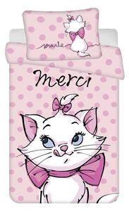 Set copripiumino e federa da bambini rosa in cotone per culla 100x135 cm Marie Cat "Merci" – Jerry Fabrics