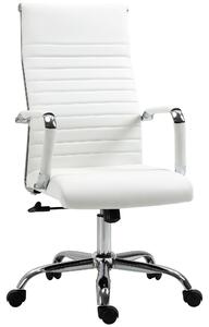 Vinsetto Sedia da Ufficio Ergonomica in Finta Pelle, Seduta Girevole e Dondolo, 54x62x104-114 cm, Bianco | Aosom Italy