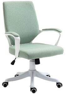 Vinsetto Sedia da Ufficio Sedia da Scrivania Sedia per Ufficio con Funzione di Oscillazione Schienale Regolabile Imbottitura Spessa Ergonomica Ruote Girevoli in Poliestere Nylon PP Verde+Bianco 62x69x92-100 cm