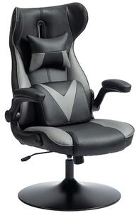 Vinsetto Sedia da gaming con funzione oscillante, sedia girevole, regolabile in altezza, seduta imbottita, in metallo, 67 x 71 x 112 cm, Grigio