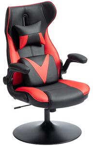 Vinsetto Sedia da Gaming con Funzione Oscillante, Sedia Girevole, Regolabile in Altezza, Seduta Imbottita, Metallo, 67 x 71 x 112 cm, Rosso
