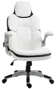 Vinsetto Sedia da Ufficio Ergonomica con Braccioli Pieghevoli, Sedia da Scrivania Regolabile in Altezza con Funzione Basculante, Sedia Spessa Imbottita con Bracciolo Imbottito Regolabile 69 x 67 x 113-121 cm