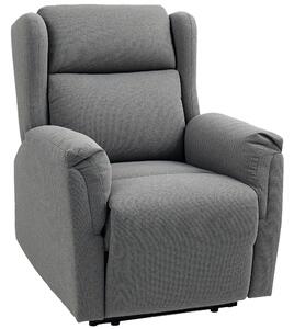 HOMCOM Poltrona Relax, Poltrona Imbottita Regolabile con Poggiapiedi, Inclinabile fino a 160°, Effetto Lino, Montaggio Veloce, Grigio Scuro