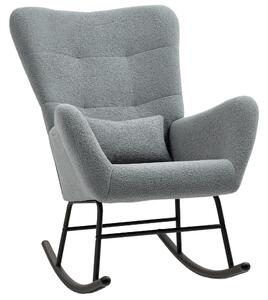HOMCOM Sedia a Dondolo, Copertura Peluche, Cuscino Lombare, Antiscivolo, Fino a 120 kg, Grigio