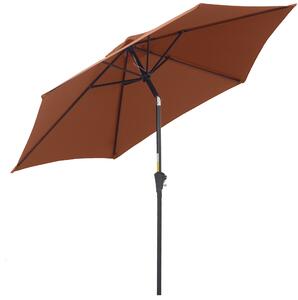 Outsunny Ombrellone da Giardino Inclinabile con Manovella, in Alluminio, Metallo e Poliestere, Ø260x235 cm, Nero e Caffè