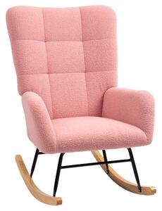 HOMCOM Poltrona dondolo, morbida copertura, imbottitura spessa, antiscivolo, Rosa