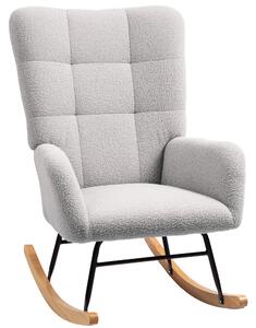 HOMCOM Poltrona dondolo, rivestimento peluche, imbottitura spessa, antiscivolo, Grigio Chiaro