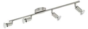 Spot Moderno Buzz Led In Acciaio Nichel Satinato 4 Luci Gu10 2,8W Ip20