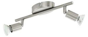 Spot Moderno Buzz Led In Acciaio Nichel Satinato 2 Luci Gu10 2,8W Ip20