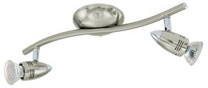 Spot Moderno Magnum Led In Acciaio Nichel Satinato 2 Luci Gu10 2,8W 3000K Ip20
