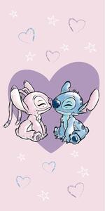 Asciugamano per bambini rosa in cotone 70x140 cm Lilo and Stitch "Love" – Jerry Fabrics