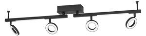 Spot Moderno Cardillio 2 In Alluminio Nero 4 Luci Led 3,2W 3000K Ip20