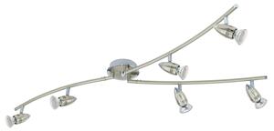 Spot Moderno Magnum Led In Acciaio Nichel Satinato 6 Luci Gu10 2,8W 3000K Ip20