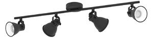 Spot Moderno Seras 2 In Acciaio Nero 4 Luci Gu10 3W Ip20