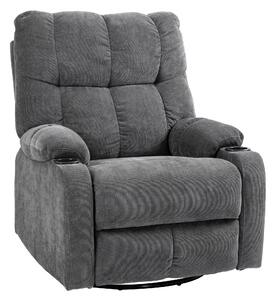 HOMCOM Poltrona relax con poggiapiedi, poltrona reclinabile, girevole, fino a 150 kg, struttura in acciaio, 88x96x108cm, Grigio scuro