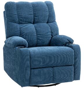 HOMCOM Poltrona Relax con Poggiapiedi, Poltrona Reclinabile, girevole, fino a 150 kg, Struttura in Acciaio, 88x96x108cm, Blu Scuro
