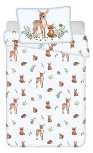Set copripiumino e federa da bambini bianco/marrone in cotone per culla 100x135 cm Forest Animals – Jerry Fabrics