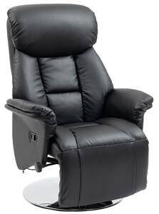 HOMCOM Poltrona Relax, Funzione Lettura, Ecopelle, Poggiapiedi, 150 kg, 78 x 80 x 109 cm, Nero